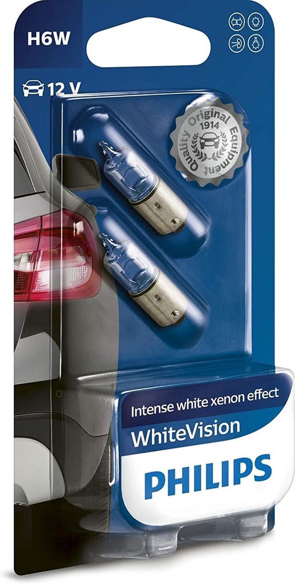 Philips Binnenverlichting H6w Whitevision 12v Wit 2 Stuks