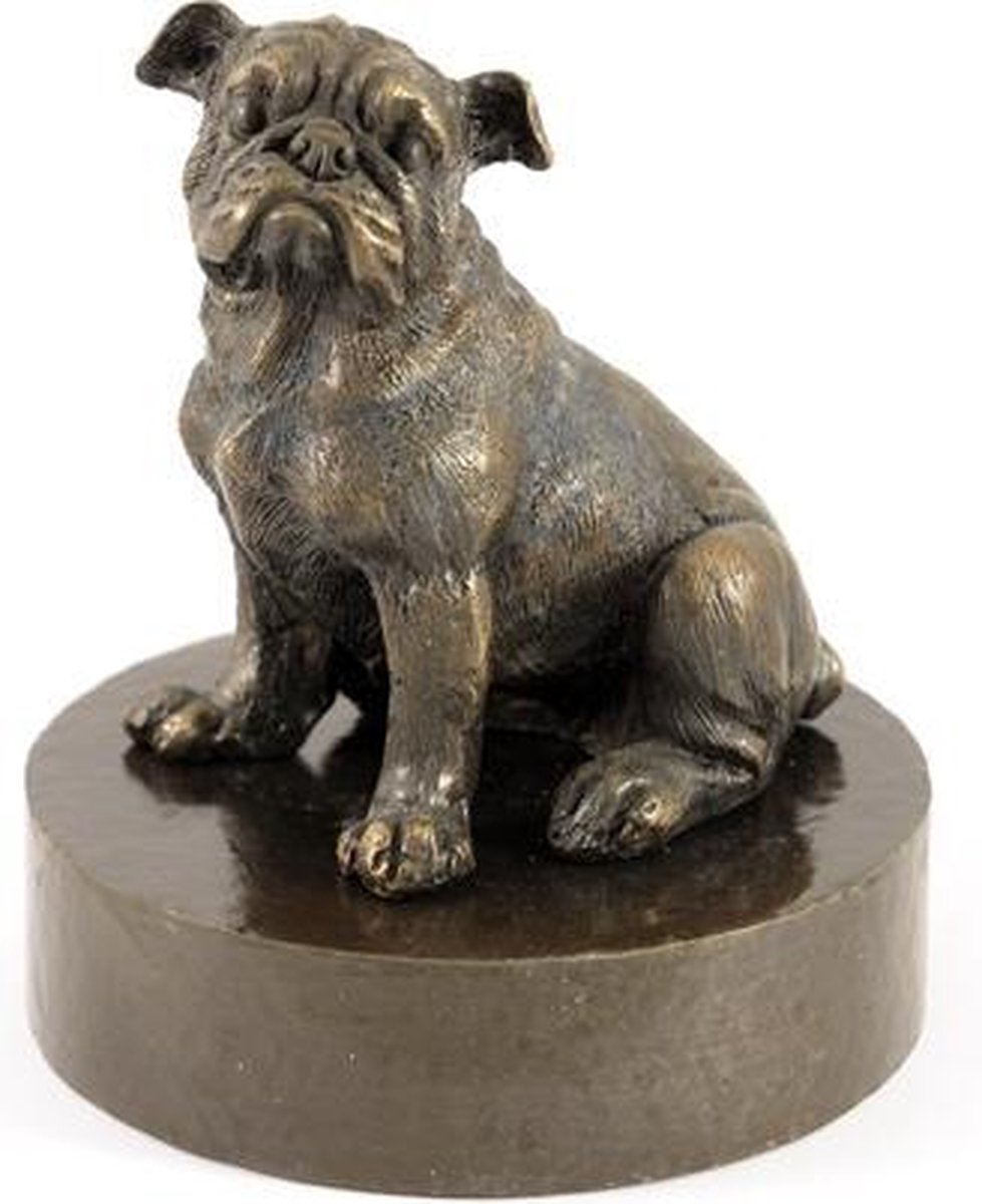 Bull Dog zittend - Verbronsd Honden Asbeeld Dieren Urn Voor Uw Geliefde Hond