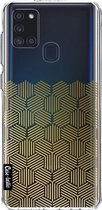 Casetastic Samsung Galaxy A21s (2020) Hoesje - Softcover Hoesje met Design - Golden Hexagons Print