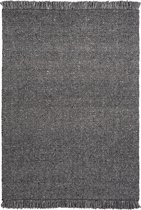 Handgeweven laagpolig vloerkleed Eskil - Wol - Antraciet - 120x170 cm