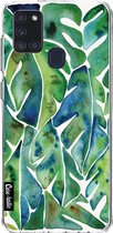 Casetastic Samsung Galaxy A21s (2020) Hoesje - Softcover Hoesje met Design - Green Philodendron Print