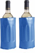 2x Koelelementen hoezen blauw voor wijnflessen 34 x 18 cm - Wijnflessen/drankflessen koelelement - Flessenkoeler - Wijnkoeler
