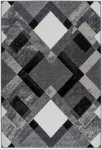 Grijs Zwart vloerkleed - 200x290 cm  -  Symmetrisch patroon - Modern