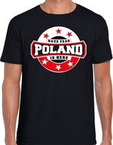 Have fear Poland is here t-shirt met sterren embleem in de kleuren van de Poolse vlag - zwart - heren - Polen supporter / Pools elftal fan shirt / EK / WK / kleding L