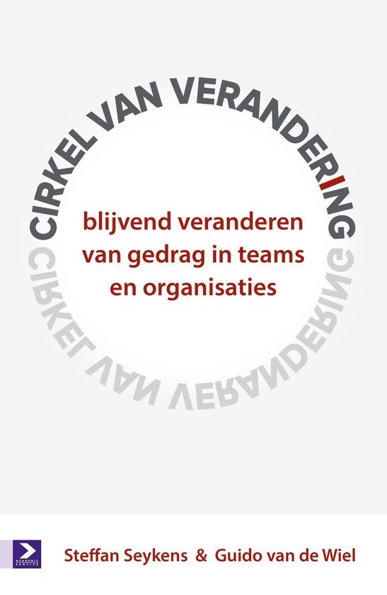 Boekomslag met cirkelvormige tekst 'Cirkel van verandering' en titel 'blijvend veranderen van gedrag in teams en organisaties'.