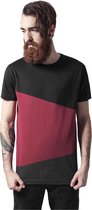 Urban Classics Heren Tshirt -S- Long Shaped Zig Zag Zwart/Rood