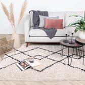Hoogpolig vloerkleed - Sensa Pair Creme/Zwart 200x290cm