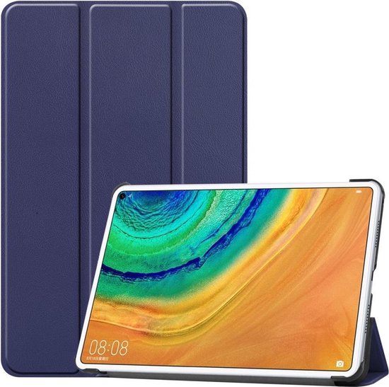 Geschikt voor Huawei MatePad Pro 10.8 Hoesje - Tri-Fold Book Case - Donkerblauw