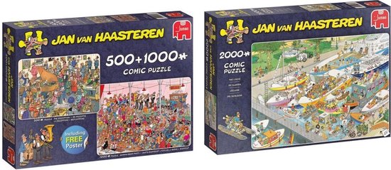 Jan van Haasteren - 2 stuks - 2 in 1 De Receptie 500 stukjes en Duits