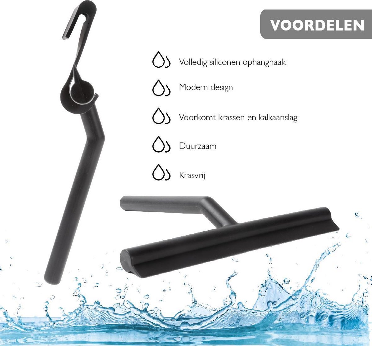 Douchewisser breed XXL 45 cm geen boren voor douche, tegels met haken