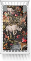 Y-NOT - Jungle Dieren - Dekbedovertrek - Katoen - Junior - 120x150 cm - Zwart, Goud
