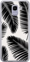 Samsung J6 (2018) hoesje siliconen - Palm leaves silhouette | Samsung Galaxy J6 (2018) case | zwart | TPU backcover transparant