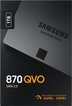 Samsung 870 QVO interne SSD, 1TB, SATA 2.5 inch. Lees-/schrijfsnelheid 560MB/s - 530MB/s.