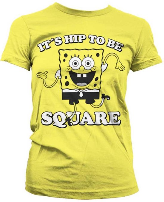 SpongeBob SquarePants Dames Tshirt -L- Hip To Be Square Geel