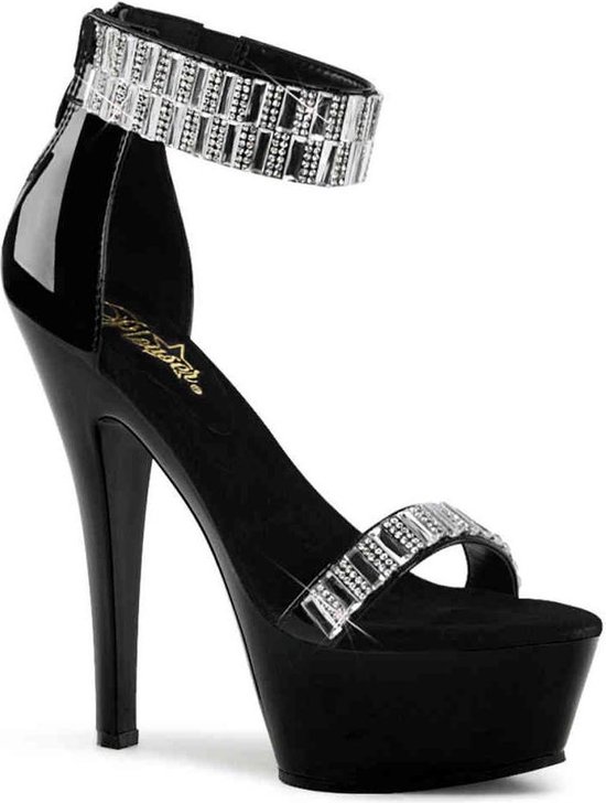 Pleaser - KISS-269RS Sandaal met enkelband, Paaldans schoenen - Paaldans schoenen - 37 Shoes - Zwart