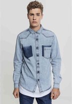 Urban Classics Overhemd -XL- Denim Pocket Blauw