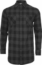 Urban Classics Overhemd -S- Long Checked Flanell Grijs