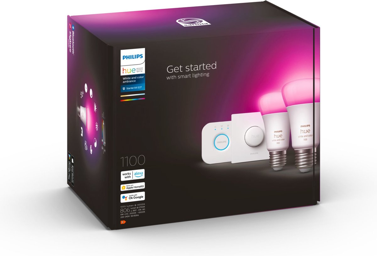 Philips Hue starterkit - White and Color Ambiance - 1100lm + Bridge & Smart Button thumbnail 4