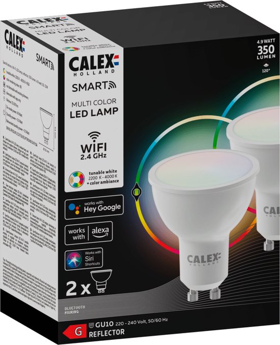 Calex Slimme Lamp - Wifi LED Verlichting - E14 - Smart Lichtbron Dimbaar Rgb En Warm Wit Licht
