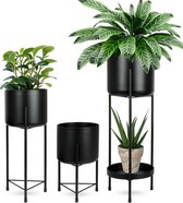 Plantenstandaard Metaal Zwart 3 stuks - Plantenrek voor Bloempotten