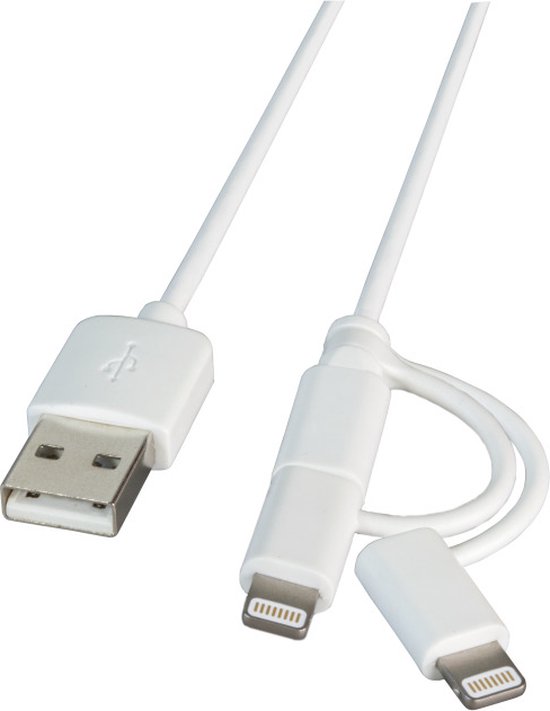 USB-kabel 1 meter USB 1.0 USB A Micro-USB B Wit | bol