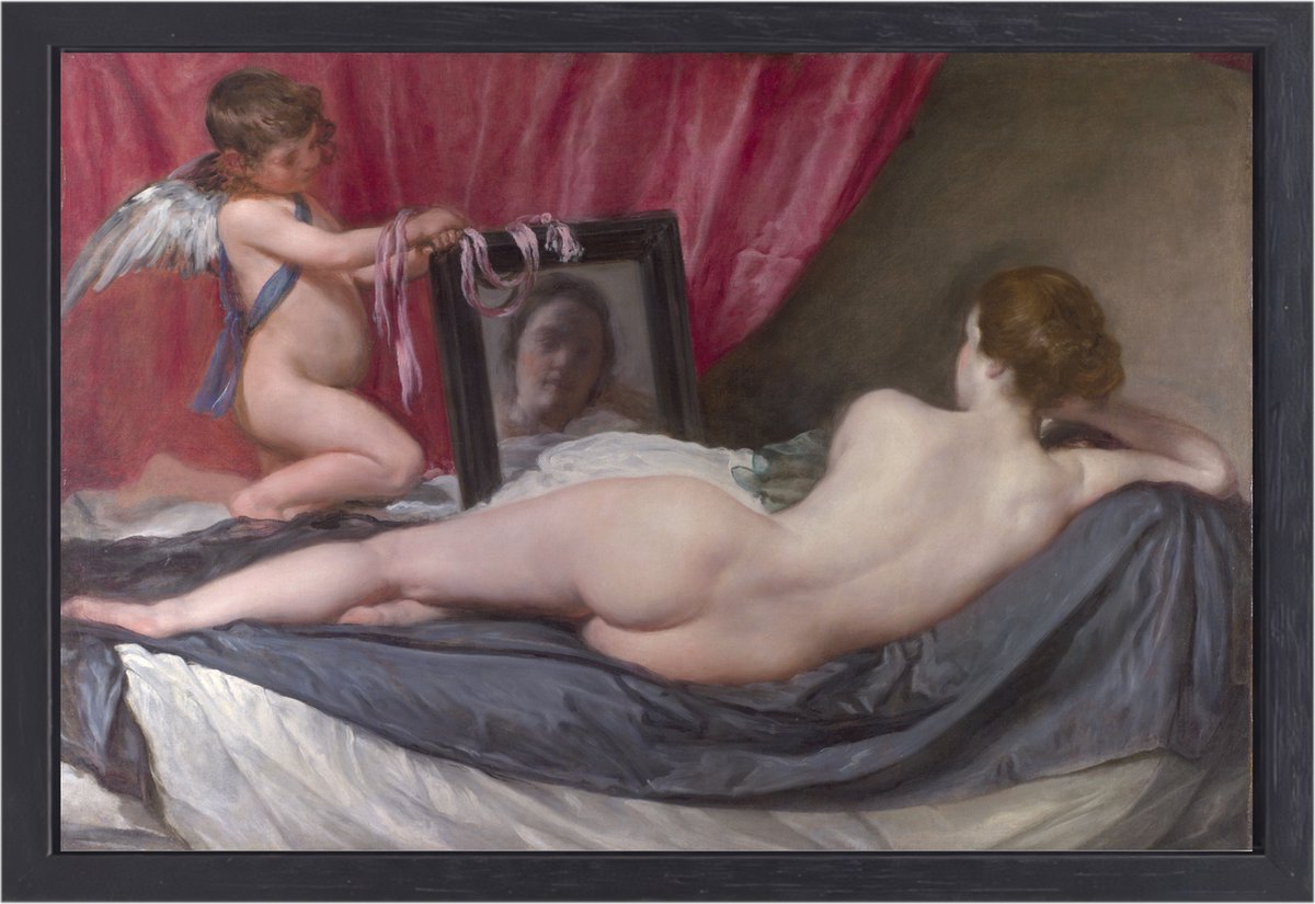 Venus bij haar spiegel - Diego Velázquez schilderij - Spiegel portret - Schilderij op canv