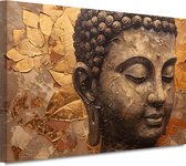 Tableaux Bouddha - Décoration murale Religion - Tableau toile Feuilles - Tableau moderne - Tableau toile salon - Décoration murale chambre toile 150x100 cm