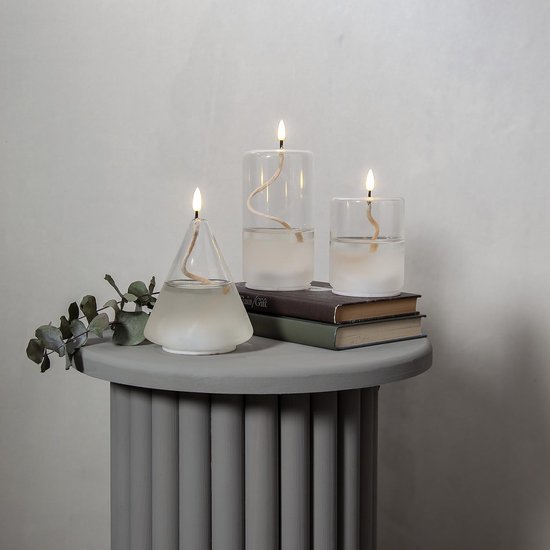 Star Trading Vlamdrijver, kegelvorm, glas, transparante was, olielamp ontwerp, warm wit, LED, timer, 15,5 cm — afbeelding 4