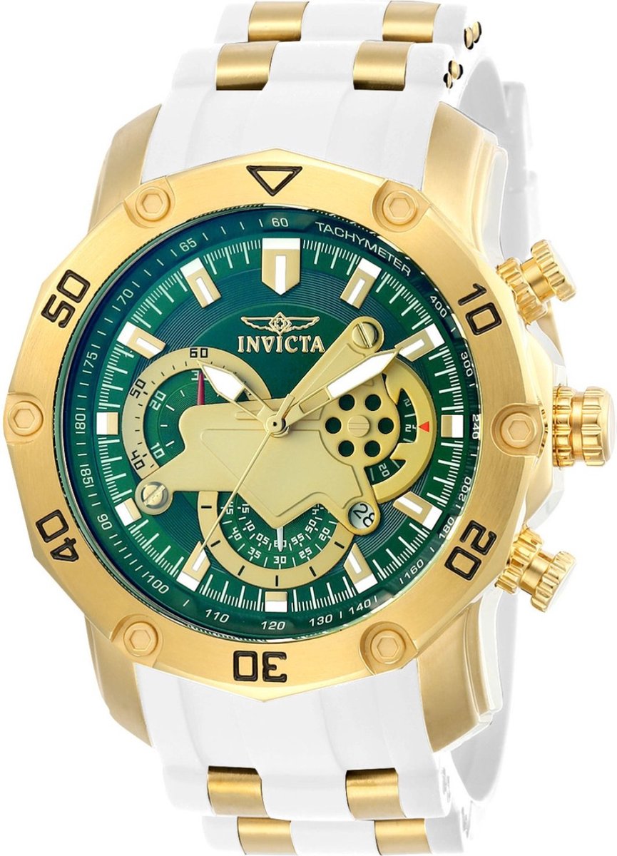 Invicta Pro Diver - SCUBA 23422 Heren Horloge - Waterdicht - Analoog - Quartz Uurwerk - Roestvrij Staal met groene Wijzerplaat - 50mm