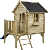 Houten speelhuisje met glijbaan en trap Camilla (SwingKing) | Kinderhuisje voor Buiten in de Tuin | Voor Kinderen vanaf 3 Jaar | FSC Hout - Glijbaan Blauw