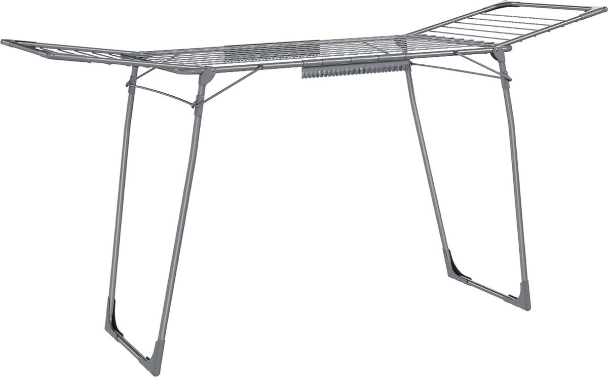 Goedkoopste FurnStar Staand Droogrek - Wasrek Met Vleugels, Met Sokkenhouder - Droogrek Voor Wasgoed - Grijs - 56,5 x 173 x 96,5 cm