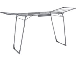 FurnStar Staand Droogrek - Wasrek Met Vleugels, Met Sokkenhouder - Droogrek Voor Wasgoed - Grijs - 56,5 x 173 x 96,5 cm