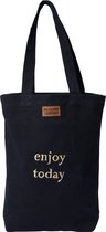 Return to Sender | Canvas tas enjoy today goud geborduurde letters - katoenen tas - shoppingbag