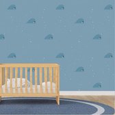 Walvissen behang | Donkerblauw walvissen vliesbehang | Eenvoudig aan te brengen | 10meter x 53cm breed | Kinderkamer behang
