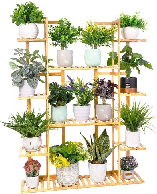 Foto: Bamboe gelaagde plant stands indoor ladder plank voor planten hoek tuin rekken plant pot stand outdoor balkon woonkamer