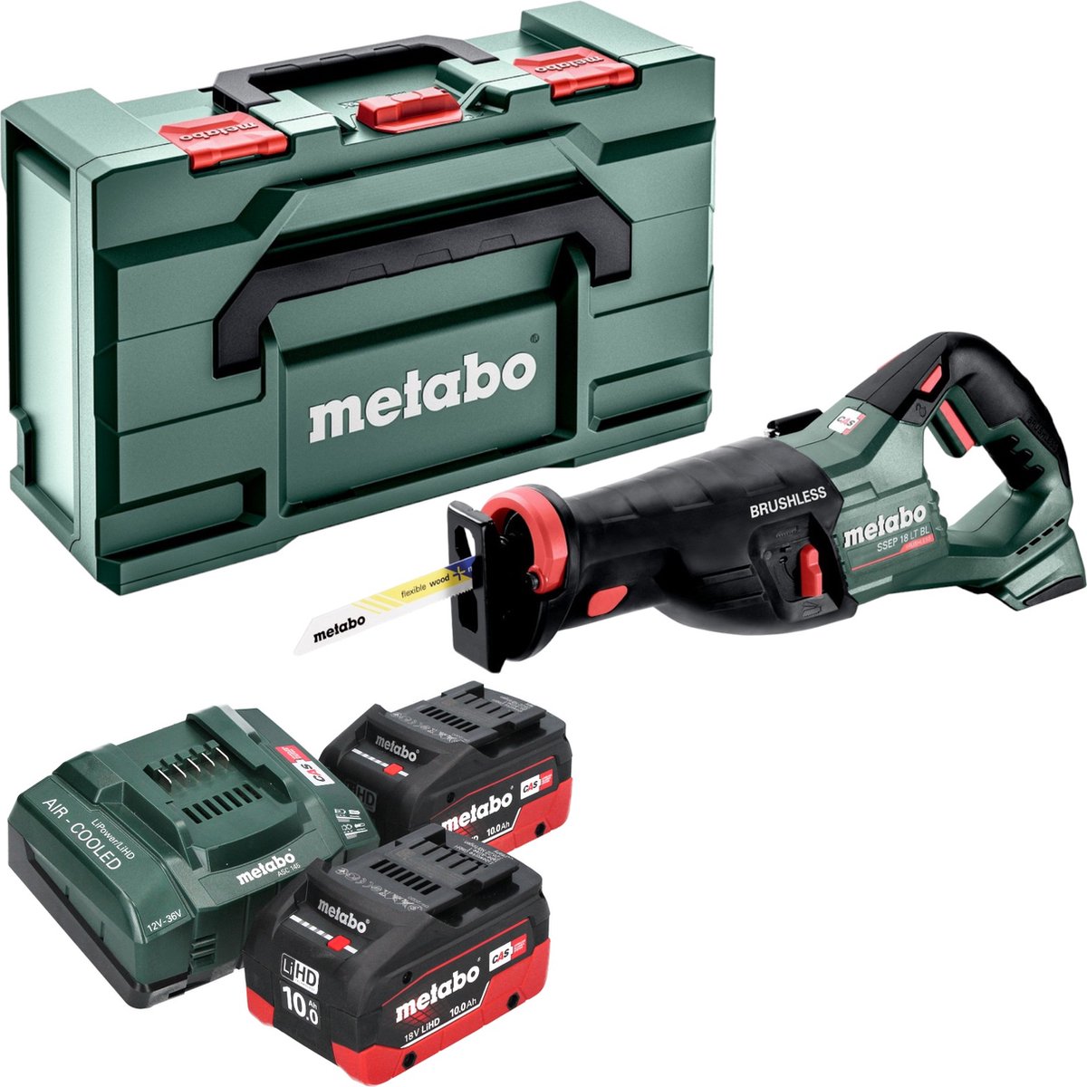 Metabo SSEP 18 LT BL accu reciprozaag 18 V 32 mm borstelloos + 2x LiHD accu 10.0 Ah + lader + metabox