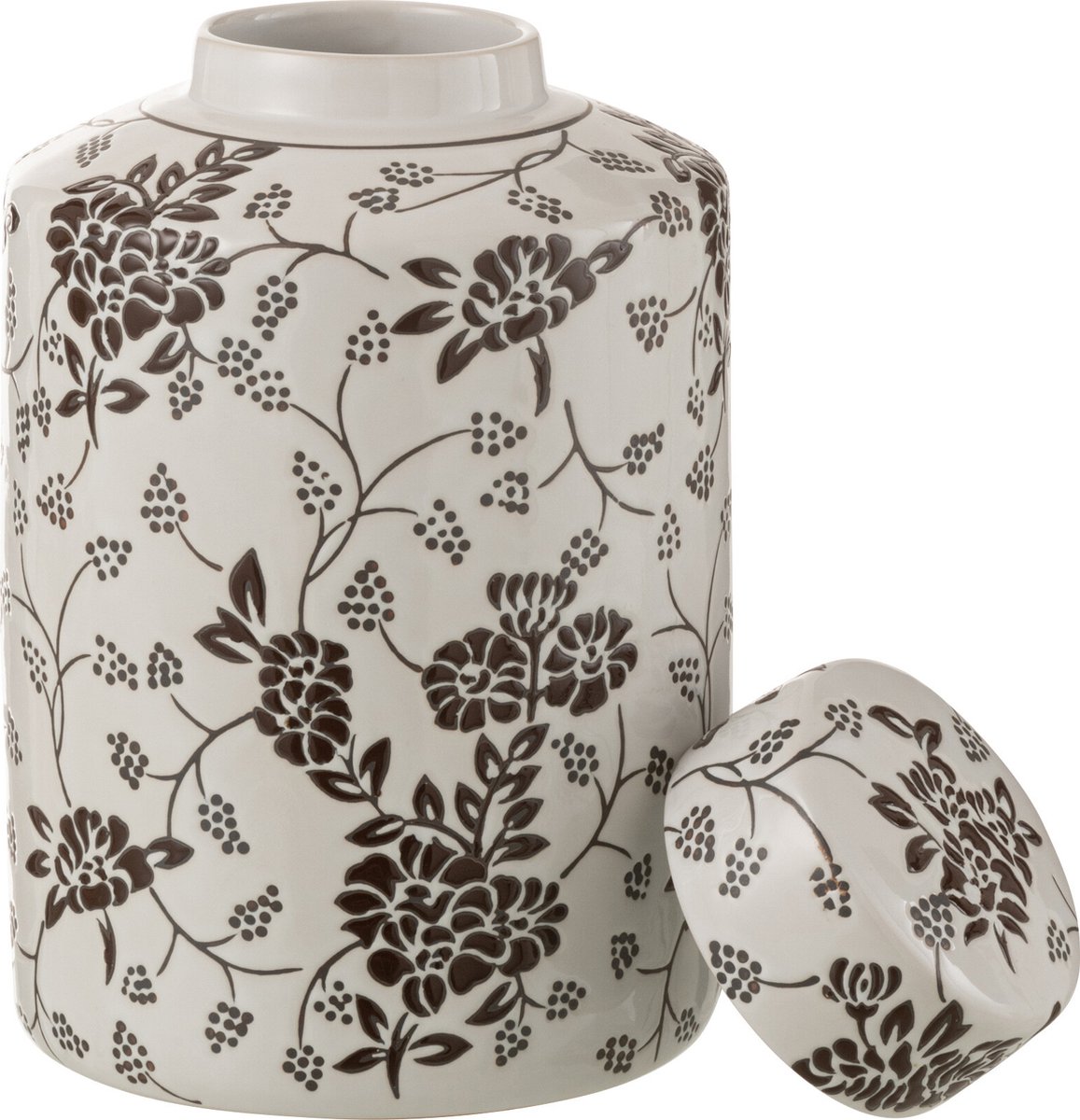 J-Line urne decoratief Zen - porselein - wit/zwart - large