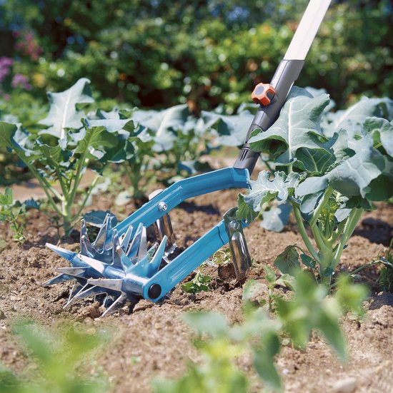 GARDENA combisystem sterfrees - tuinfrees met wiedmes - werkbreedte 14 cm - kwaliteitsstaal - Duroplast-coating - gegalvaniseerde sterwielen combisystem lawn rake — afbeelding 2