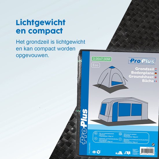 ProPlus Grondzeil - 3 x 7 m - Tentzeil - Tenttapijt Caravan - Gronddoek Tent - Rot- en schimmelwerend - Ondergrondzeil - Ondertapijt - Worteldoek - Kampeertapijt - Voortenttapijt - Gemakkelijk meenemen van ProPlus — afbeelding 3