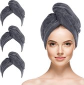 Lot De 2 Serviettes Cheveux Microfibre - Turbans Twist Avec Bouton Pour Séchage Rapide - Super Absorbant