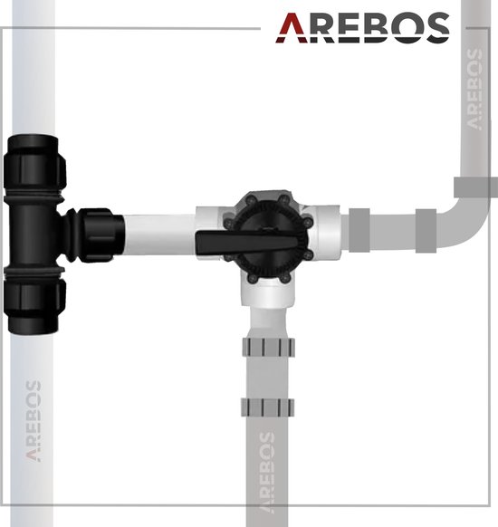 Arebos 2x Zonneverwarming Zonnecollector Zwembadverwarming | Set van 2 | 300x66 cm | UV-bestendig kunststof | Zwart | Kan naar behoefte worden uitgebreid | Incl. bypass-set