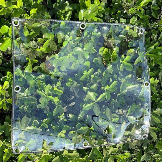 Dekzeil, waterdicht, transparant, met ingestanste ringen, 1 x 2 m, dekzeil, doorzichtig, voor buiten, waterdicht, transparant, voor terras, kippenren