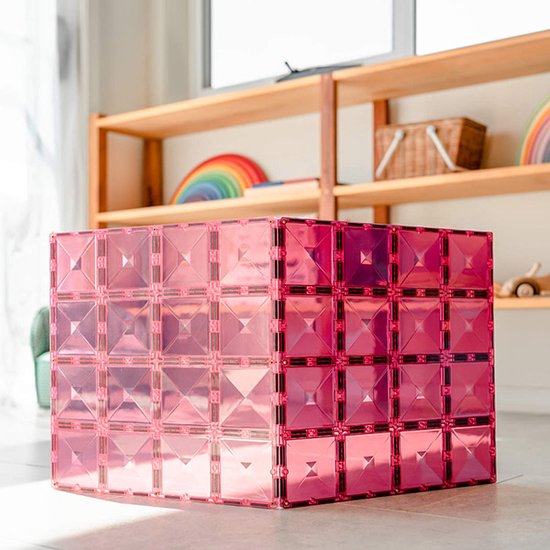 CONNETIX - Magnetisch Tegels - Pastel Roze en Bessen Basisplaat Pakket - 2 Stuks - Magnetisch Speelgoed