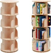 Bibliothèque rotative, support sur pied, 360 degrés, support de rangement pour enfants et adultes, support à livres multifonctionnel en bois massif (4 étagères)