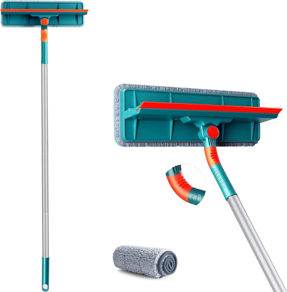 2-in-1 professionele raamreinigingsset raamwisser en combiset met telescoopsteel voor hoge ramen binnen en buiten Buigbare raamwisser
