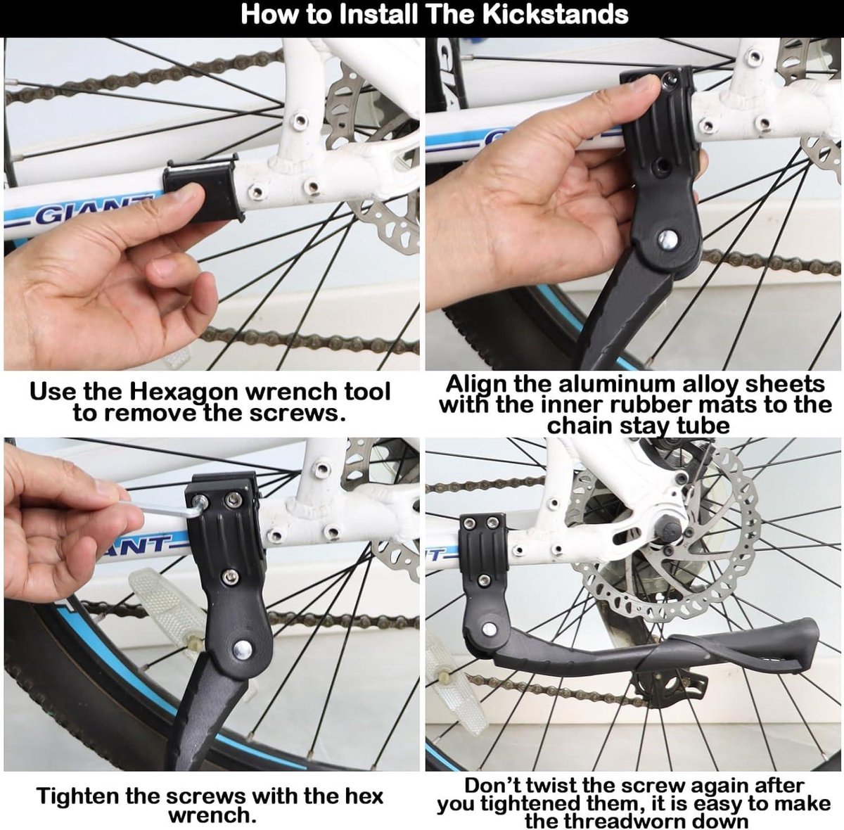 Béquille De Vélo Réglable Vinabo - Alliage Aluminium Avec Pied Caoutchouc - Longueur 34-38cm - NEUVE