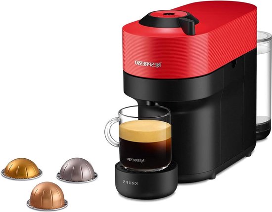 Foto: Nespresso krups xn9205 vertuo pop spicy red capsule koffiezetapparaat compact kleurrijk espresso gran lungo grote koffiekop