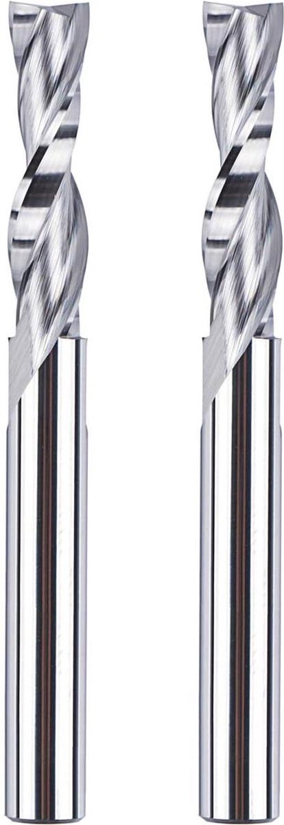 Spiraalfrees 6mm Schacht Downcut 24mm Snijlengte - CNC Freesset - Nuttenfrees VHM - Schachtfrees - Frees voor Bovenfrees - Spiraalnuttenfrees - Langgatfrees - Hout Router Bits - 2 Fluiten - Houtfrees - 2 Stuks