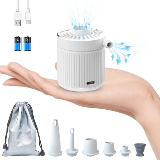 WADEO Luchtpomp voor Opblaasbare Producten, Luchtbedpomp met 4000mAh Batterij & Kampeerlamp, Oplaadbare Mini Elektrische Luchtpomp voor Opblazen/ Luchtafvoer van Zwembadvlotten, Vacuüm Opbergzakken WADEO Luchtpomp voor Opblaasbare Producten, Luchtbedpomp met 4000mAh Batterij & Kampeerlamp, Oplaadbare Mini Elektrische Luchtpomp voor Opblazen/ Luchtafvoer van Zwembadvlotten, Vacuüm Opbergzakken