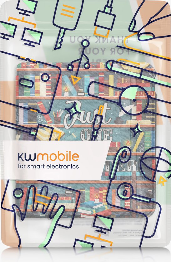 kwmobile e-reader hoesje geschikt voor Kobo Libra Colour hoes - E reader flip case met magnetische sluiting - Ereader cover - bibliotheek design in meerkleurig van Merkloos — afbeelding 4